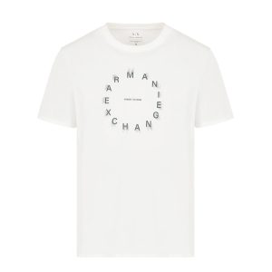 Armani Exchange T-shirt med rundt tekst logo på brystet hvid