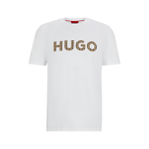 Hugo Klassisk t-shirt med stort spravlet print Hvid