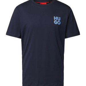 Hugo Klassisk t-shirt med blå tekst Blå