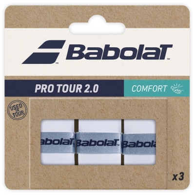 Babolat 3-Pack Overgrip Pro Tour 2.0 Comfort hvid grip