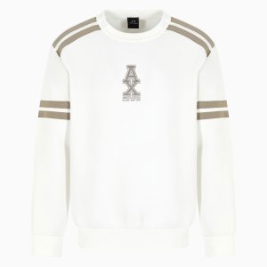 Armani Exchange Crewneck sweatshirt med striber og logo hvid