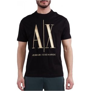 Armani Exchange Tshirt med guld logo sort